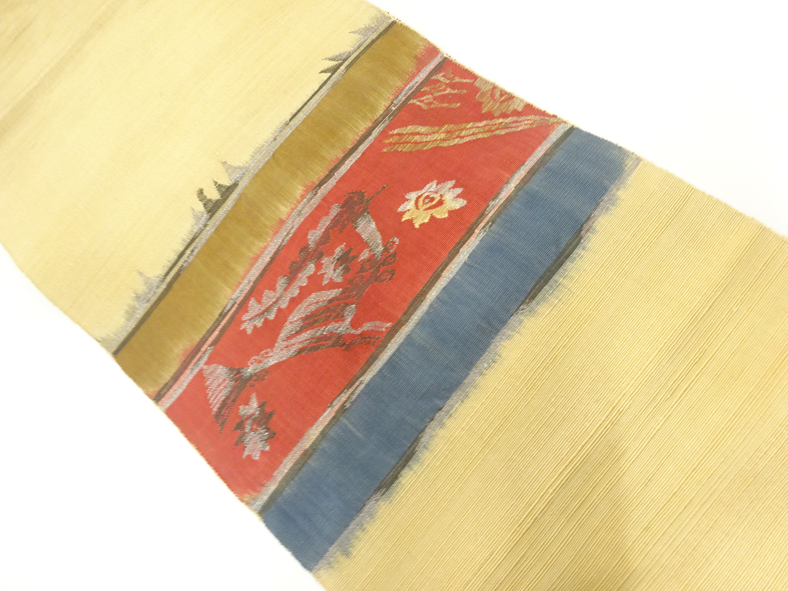 JAPANESE NAGOYA OBI / WOVEN FLOWER & BIRD